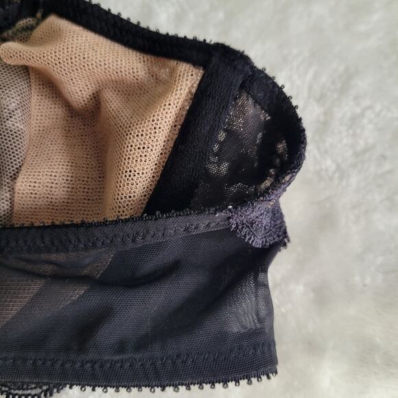 Victoria's Secret Lace-Up Lace Bra Black Ivory 34C - Picture 6 of 11